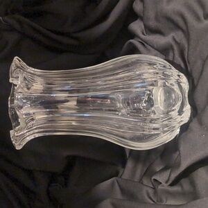 Vintage Fluted Clear Vase Heavy Glass